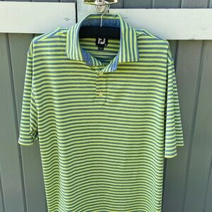FootJoy Lime and Navy Striped Polo Shirt‎